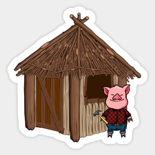 Three Pigs Stick House Lazy Halloween Costume Sticker